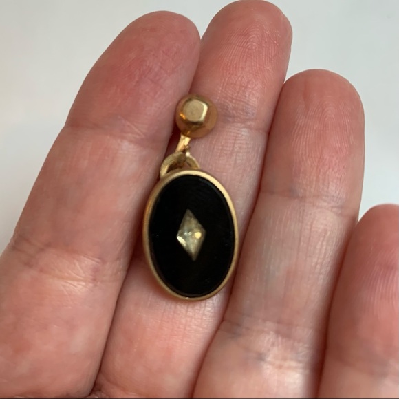 LOT 5 Five Pr Screw back Earrings Vintage Gold Tone Rhinestone Floral Black - Picture 9 of 14